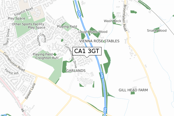CA1 3GT map - small scale - OS Open Zoomstack (Ordnance Survey)