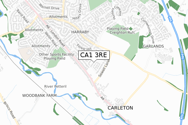 CA1 3RE map - small scale - OS Open Zoomstack (Ordnance Survey)