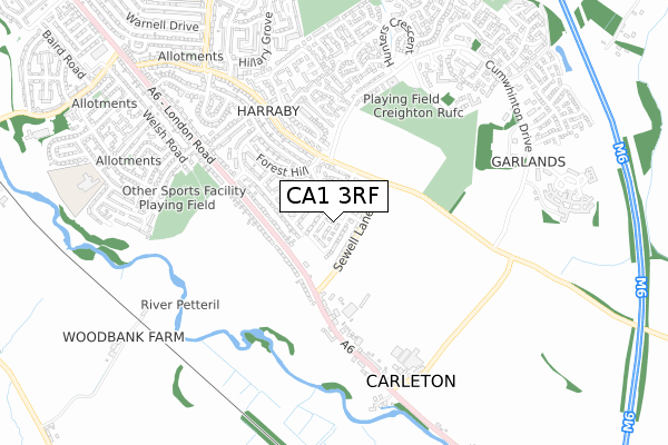 CA1 3RF map - small scale - OS Open Zoomstack (Ordnance Survey)