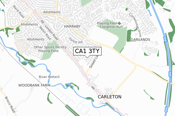 CA1 3TY map - small scale - OS Open Zoomstack (Ordnance Survey)