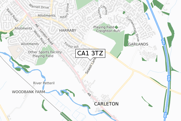 CA1 3TZ map - small scale - OS Open Zoomstack (Ordnance Survey)