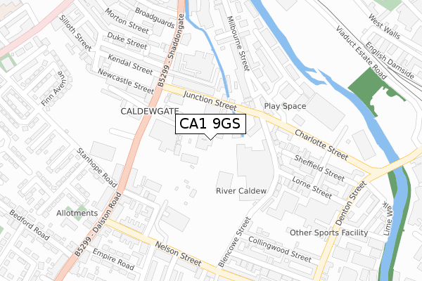 CA1 9GS map - large scale - OS Open Zoomstack (Ordnance Survey)