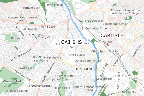 CA1 9HS map - small scale - OS Open Zoomstack (Ordnance Survey)