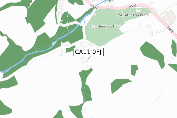 CA11 0FJ map - large scale - OS Open Zoomstack (Ordnance Survey)