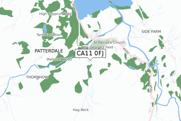 CA11 0FJ map - small scale - OS Open Zoomstack (Ordnance Survey)
