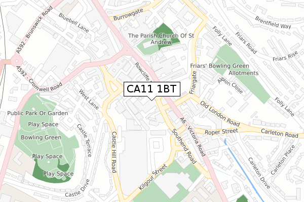CA11 1BT map - large scale - OS Open Zoomstack (Ordnance Survey)