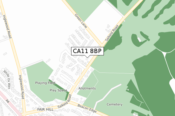 CA11 8BP map - large scale - OS Open Zoomstack (Ordnance Survey)