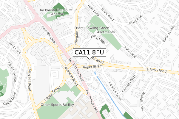 CA11 8FU map - large scale - OS Open Zoomstack (Ordnance Survey)