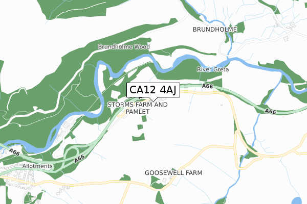 CA12 4AJ map - small scale - OS Open Zoomstack (Ordnance Survey)