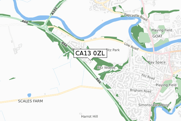 CA13 0ZL map - small scale - OS Open Zoomstack (Ordnance Survey) CA13 0ZL map - small scale - OS Open Zoomstack (Ordnance Survey)