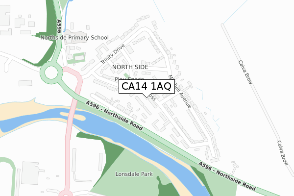 CA14 1AQ map - large scale - OS Open Zoomstack (Ordnance Survey)
