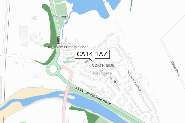 CA14 1AZ map - large scale - OS Open Zoomstack (Ordnance Survey)