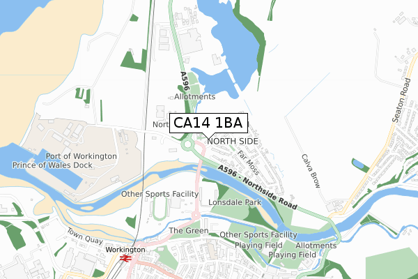 CA14 1BA map - small scale - OS Open Zoomstack (Ordnance Survey)