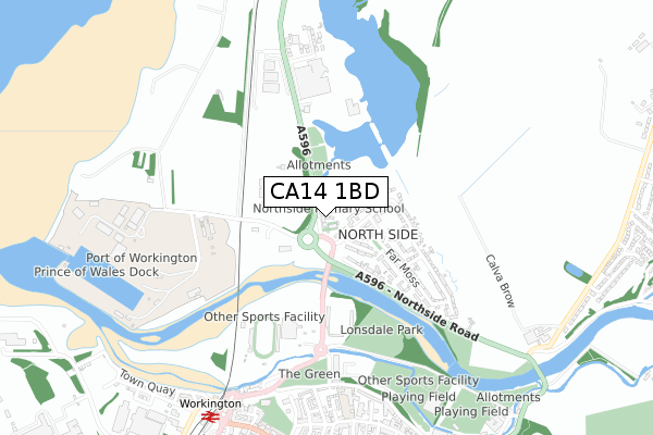 CA14 1BD map - small scale - OS Open Zoomstack (Ordnance Survey)