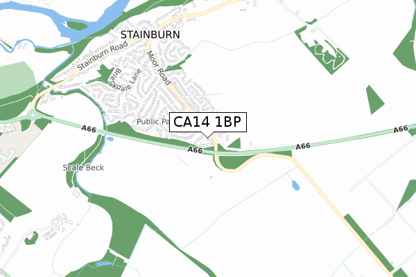 CA14 1BP map - small scale - OS Open Zoomstack (Ordnance Survey)