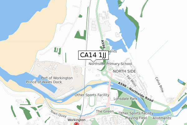 CA14 1JJ map - small scale - OS Open Zoomstack (Ordnance Survey)
