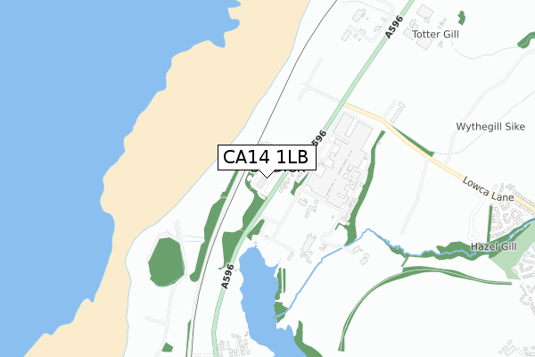 CA14 1LB map - small scale - OS Open Zoomstack (Ordnance Survey)