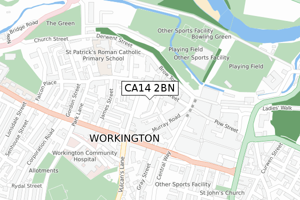 CA14 2BN map - large scale - OS Open Zoomstack (Ordnance Survey)