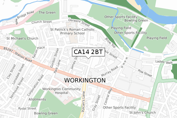 CA14 2BT map - large scale - OS Open Zoomstack (Ordnance Survey)