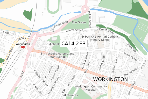CA14 2ER map - large scale - OS Open Zoomstack (Ordnance Survey)