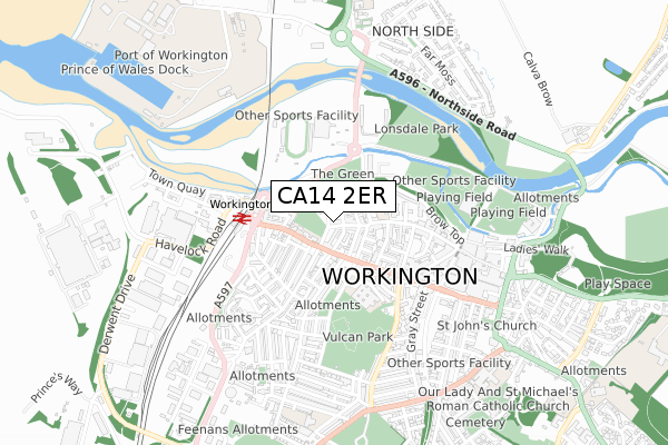 CA14 2ER map - small scale - OS Open Zoomstack (Ordnance Survey)