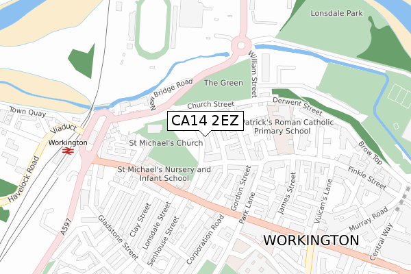 CA14 2EZ map - large scale - OS Open Zoomstack (Ordnance Survey)