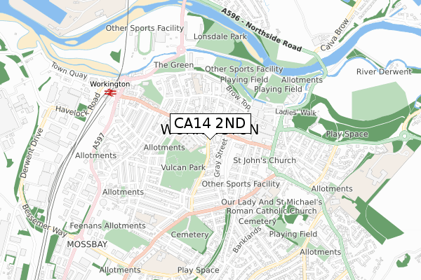 CA14 2ND map - small scale - OS Open Zoomstack (Ordnance Survey)