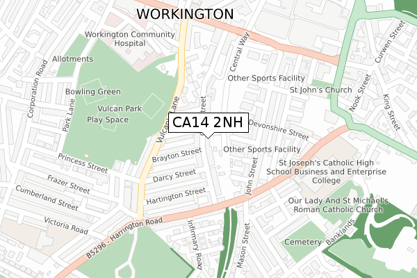 CA14 2NH map - large scale - OS Open Zoomstack (Ordnance Survey)