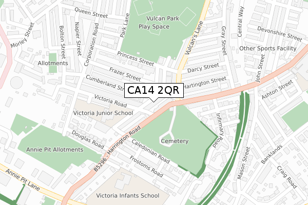 CA14 2QR map - large scale - OS Open Zoomstack (Ordnance Survey)