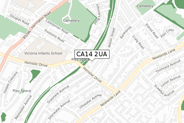 CA14 2UA map - large scale - OS Open Zoomstack (Ordnance Survey)