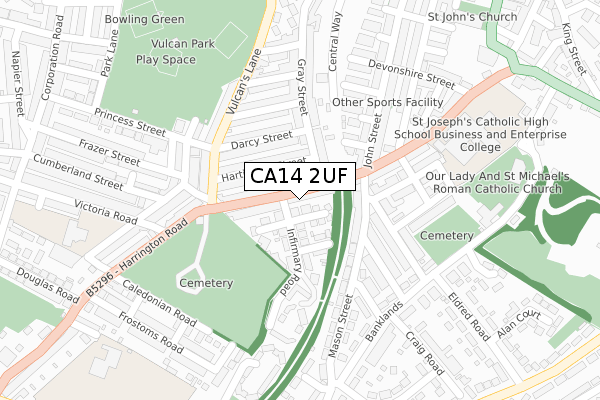 CA14 2UF map - large scale - OS Open Zoomstack (Ordnance Survey)