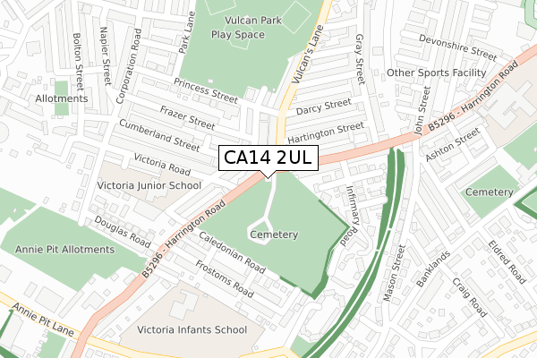 CA14 2UL map - large scale - OS Open Zoomstack (Ordnance Survey)