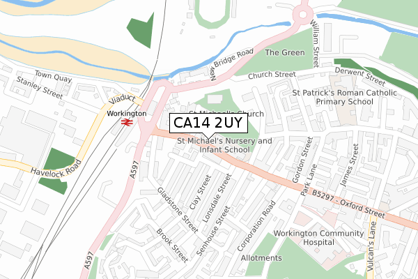 CA14 2UY map - large scale - OS Open Zoomstack (Ordnance Survey)