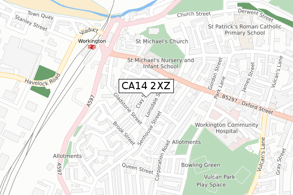 CA14 2XZ map - large scale - OS Open Zoomstack (Ordnance Survey)