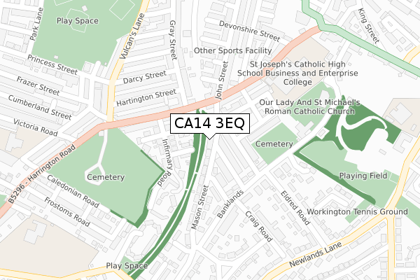 CA14 3EQ map - large scale - OS Open Zoomstack (Ordnance Survey)