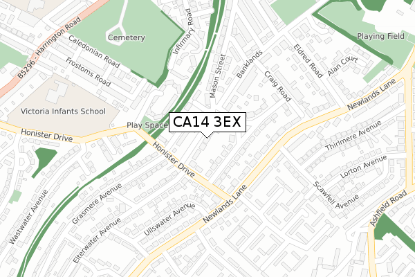 CA14 3EX map - large scale - OS Open Zoomstack (Ordnance Survey)