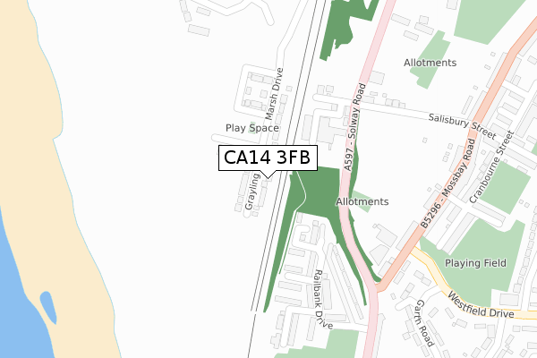 CA14 3FB map - large scale - OS Open Zoomstack (Ordnance Survey) CA14 3FB map - large scale - OS Open Zoomstack (Ordnance Survey)