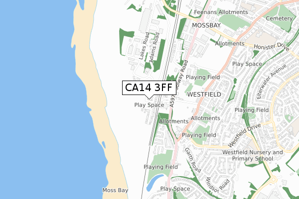 CA14 3FF map - small scale - OS Open Zoomstack (Ordnance Survey)