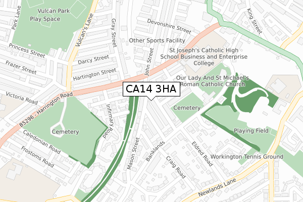 CA14 3HA map - large scale - OS Open Zoomstack (Ordnance Survey)