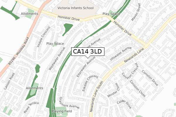 CA14 3LD map - large scale - OS Open Zoomstack (Ordnance Survey)