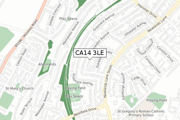 CA14 3LE map - large scale - OS Open Zoomstack (Ordnance Survey)