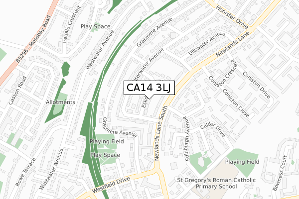 CA14 3LJ map - large scale - OS Open Zoomstack (Ordnance Survey)