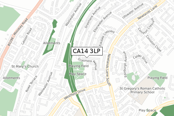 CA14 3LP map - large scale - OS Open Zoomstack (Ordnance Survey)