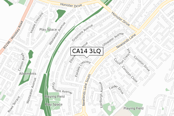 CA14 3LQ map - large scale - OS Open Zoomstack (Ordnance Survey)