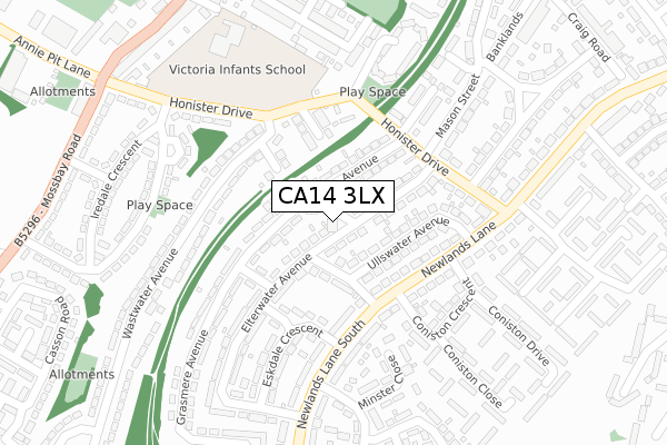 CA14 3LX map - large scale - OS Open Zoomstack (Ordnance Survey)