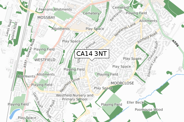 CA14 3NT map - small scale - OS Open Zoomstack (Ordnance Survey)