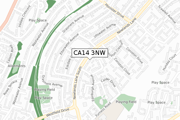 CA14 3NW map - large scale - OS Open Zoomstack (Ordnance Survey)