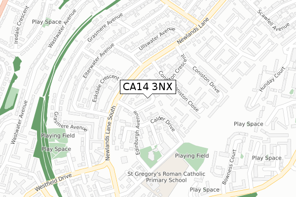 CA14 3NX map - large scale - OS Open Zoomstack (Ordnance Survey)