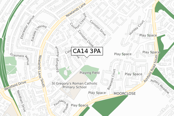 CA14 3PA map - large scale - OS Open Zoomstack (Ordnance Survey)