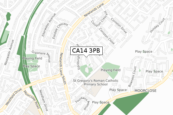 CA14 3PB map - large scale - OS Open Zoomstack (Ordnance Survey)